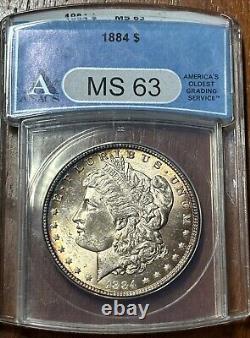 1884 US Morgan Silver Dollar $1 -Anacs MS-63