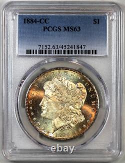 1884-cc Ms63 Pcgs Morgan Silver Dollar Bright Golden Toning