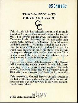 1885-CC GSA $1 Morgan Silver Dollar Uncirculated Condition with Box & COA #10117