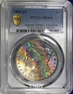 1885-O Morgan Dollar PCGS MS64 Aurora Orban Collection Ultra Rainbow Toned