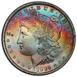 1885-O Morgan Dollar PCGS MS65 CAC Rainbow Toned Gem Fully Toned Obverse