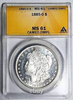 1885 O Morgan Silver Dollar ANACS MS-61 CAMEO DMPL