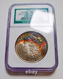 1885-O Morgan Silver Dollar NGC-Uncirculated-Binion Collection-Rainbow Toning