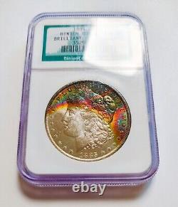 1885-O Morgan Silver Dollar NGC-Uncirculated-Binion Collection-Rainbow Toning