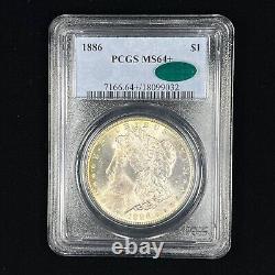 1886 $1 MS64+ CAC PCGS Toned Morgan Silver Dollar Gem Vibrant Reverse Toning