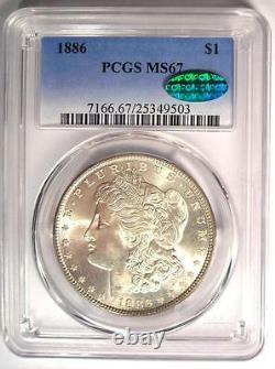 1886 Morgan Silver Dollar $1 PCGS MS67 CAC PQ Rare in MS67 Grade with CAC