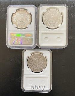 1886 Morgan Silver Dollar Complete 3 Coin Set P (ms64), O, S Great Condition
