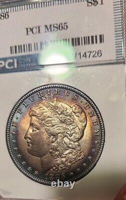 1886 Morgan Silver Dollar Ms65 Gorgeous Rainbow Toning, Stunning Eye Appeal WOW