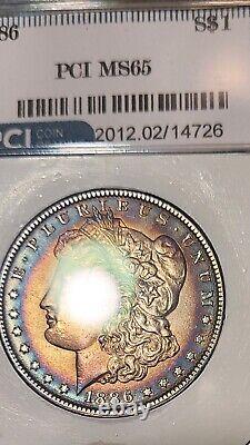 1886 Morgan Silver Dollar Ms65 Gorgeous Rainbow Toning, Stunning Eye Appeal WOW