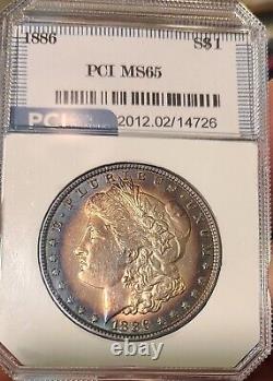 1886 Morgan Silver Dollar Ms65 Gorgeous Rainbow Toning, Stunning Eye Appeal WOW