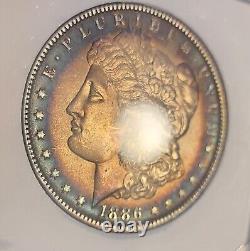 1886 Morgan Silver Dollar Ms65 Gorgeous Rainbow Toning, Stunning Eye Appeal WOW