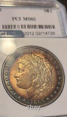 1886 Morgan Silver Dollar Ms65 Gorgeous Rainbow Toning, Stunning Eye Appeal WOW