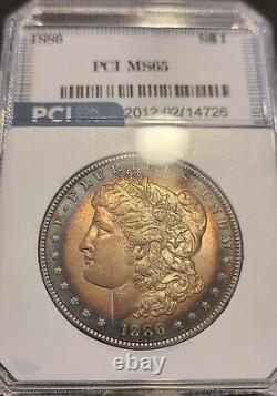 1886 Morgan Silver Dollar Ms65 Gorgeous Rainbow Toning, Stunning Eye Appeal WOW