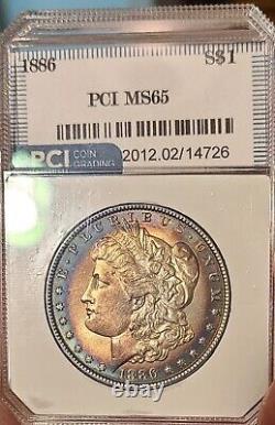 1886 Morgan Silver Dollar Ms65 Gorgeous Rainbow Toning, Stunning Eye Appeal WOW