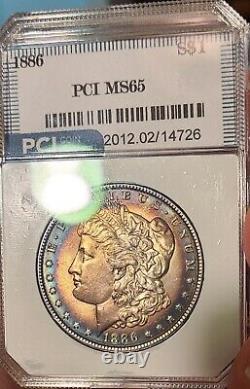 1886 Morgan Silver Dollar Ms65 Gorgeous Rainbow Toning, Stunning Eye Appeal WOW