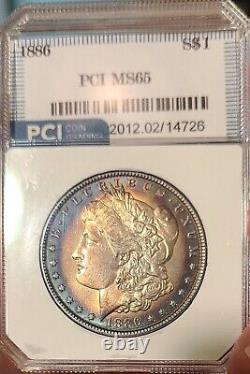 1886 Morgan Silver Dollar Ms65 Gorgeous Rainbow Toning, Stunning Eye Appeal WOW