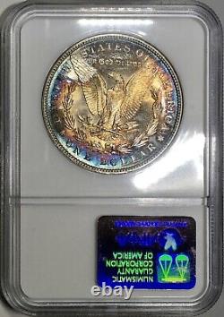 1886-P Morgan Dollar NGC MS64 Colorful Electric Blue Rainbow Toned
