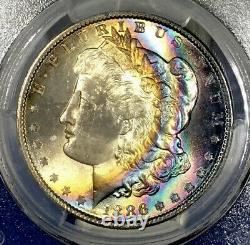 1886-P Morgan Dollar PCGS MS64 CAC Luminous Colorful Rainbow Toned