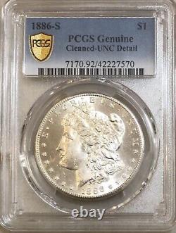 1886-S Morgan Silver Dollar- PCGS UNC Detail- Genuine Cleaned-RARE DATE