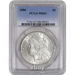 1886 US Morgan Silver Dollar $1 PCGS MS63