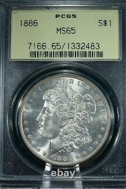 1886 U. S. Morgan Silver Dollar $1 PCGS MS65 OGH 90% Silver