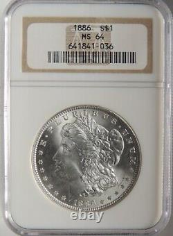 1886-p $1 Morgan Silver Dollar Ngc Ms64 #641841-036 Mint State With Eye Appeal