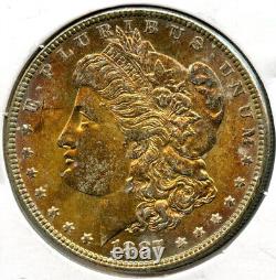 1887 Morgan Silver Dollar Uncirculated Toning Toned Philadelphia Mint BL651