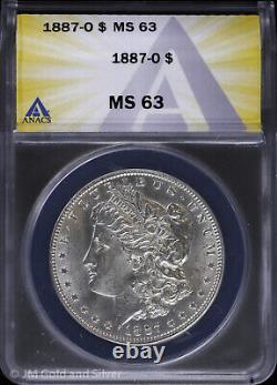 1887 O Morgan Silver Dollar ANACS MS 63 Uncirculated UNC