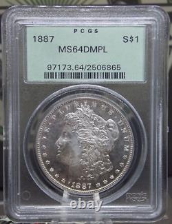 1887 P Morgan SILVER Dollar $1 PCGS MS64 DMPL DPL #865 OGH Old Green Holder