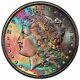 1887-p Morgan Silver Dollar Pcgs Ms63 Cac Ultra Color Rainbow Toned +video