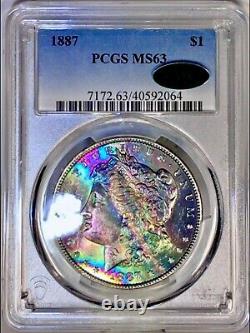 1887-P Morgan Silver Dollar PCGS MS63 CAC Ultra Color Rainbow Toned +Video
