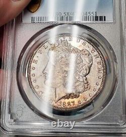 1887 S Morgan Silver Dollar PCGS CERTIFIED COIN AU58 SEMI PL FEEL TONED