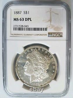 1887 Silver Morgan Dollar NGC MS 63 DPL Deep Mirrors Proof Like PL DMPL