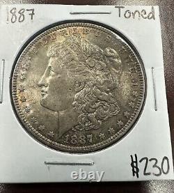 1887 UNC Toned Morgan Silver Dollar Beautiful Uncirculated Toner Coin