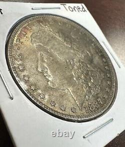 1887 UNC Toned Morgan Silver Dollar Beautiful Uncirculated Toner Coin