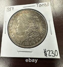 1887 UNC Toned Morgan Silver Dollar Beautiful Uncirculated Toner Coin