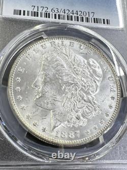 1887-p S1$ Silver Morgan Dollar Choice Pcgs Ms 63 Blast White Highest-grades