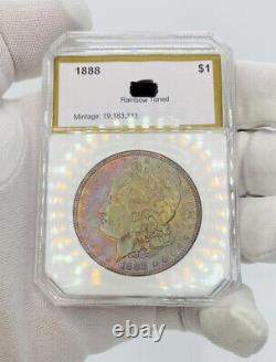 1888 Morgan Silver Dollar Old PCI Toned Gorgeous Multi Color Rainbow Toning