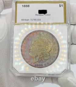 1888 Morgan Silver Dollar Old PCI Toned Gorgeous Multi Color Rainbow Toning