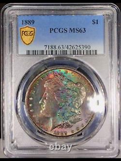 1889-P Morgan Dollar PCGS MS63 Rich Vivid Color Dual Side Rainbow Toned +Vid