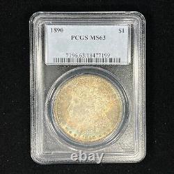 1890 $1 MS63 PCGS Toned Morgan Silver Dollar Pretty Double Sided Toning