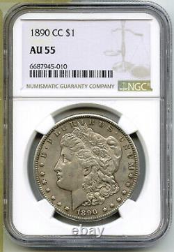 1890-CC Morgan Silver Dollar NGC AU 55 Certified Carson City Mint C483