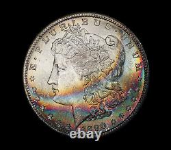 1890-S Morgan Dollar PCGS MS63+ CAC Bank Bag Rainbow Toned Uncommon WithColor