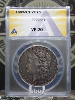 1892 S Morgan SILVER Dollar $1 ANACS VF20 #281 East Coast Coin & Collectables