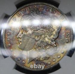 1892 Toned Morgan Silver Dollar Coin Graded NGC XF40 Rainbow Color Toning