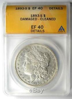 1893-S Morgan Silver Dollar $1 Certified ANACS XF40 Details (EF40) Key Coin