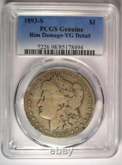 1893-S Morgan Silver Dollar $1 Certified PCGS VG Details Rare Key Coin