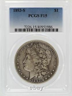 1893-S Morgan Silver Dollar PCGS F15 $1 Certified Coin San Francisco JJ558