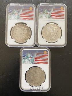 1894 Morgan Silver Dollar Complete 3 Coin Set P, O, S In Great Condition