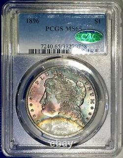 1896-P Morgan Dollar PCGS MS65 CAC Rainbow Toned Gem